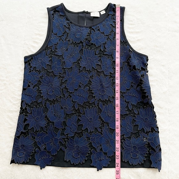 NWOT Anthropologie Postmark | Blue/Black Koria Embroidered Lace Sleeveless Top - Picture 14 of 14
